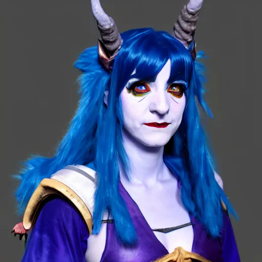 Prompt: d & d concept art matte jester from criticalrole as cosplayed by ginny di, realistic, sharp focus, 8 k high definition, insanely detailed, intricate, mysterious,