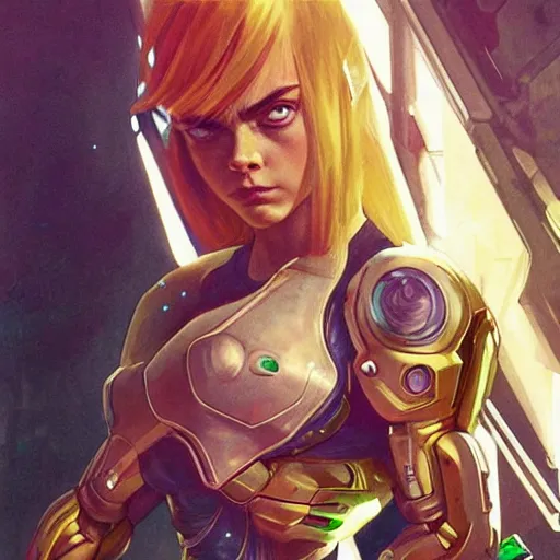 cara delevingne as samus aran, art by artgerm and greg | Stable ...