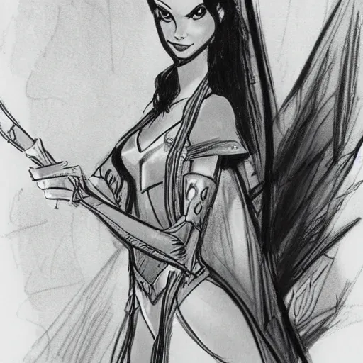 Image similar to milt kahl sketch of victoria justice as princess padme from star wars episode 3