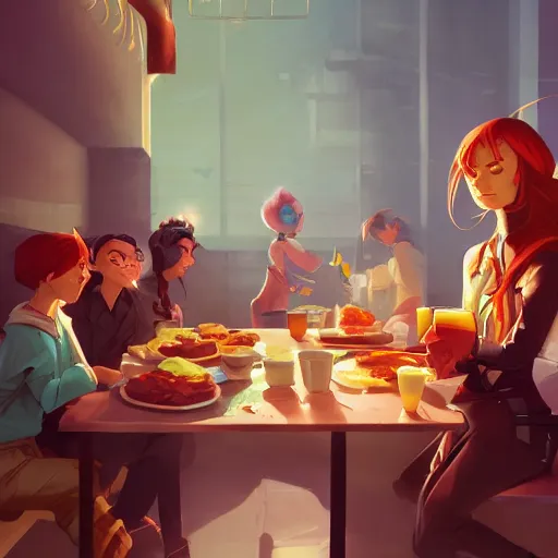 Image similar to hero world breakfast at tiffany's, behance hd by jesper ejsing, by rhads, makoto shinkai and lois van baarle, ilya kuvshinov, rossdraws global illumination