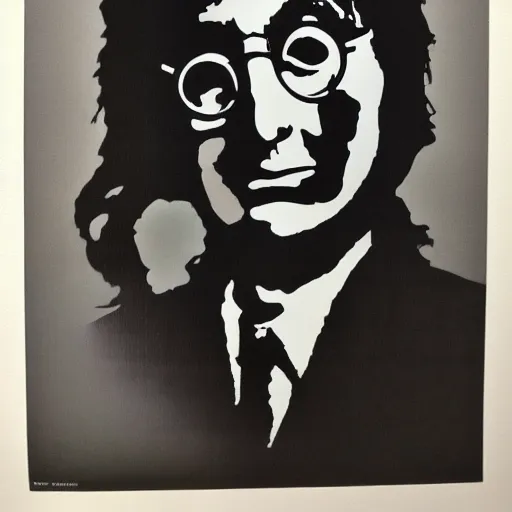 Image similar to individual john lennon silk screen portrait banksy style