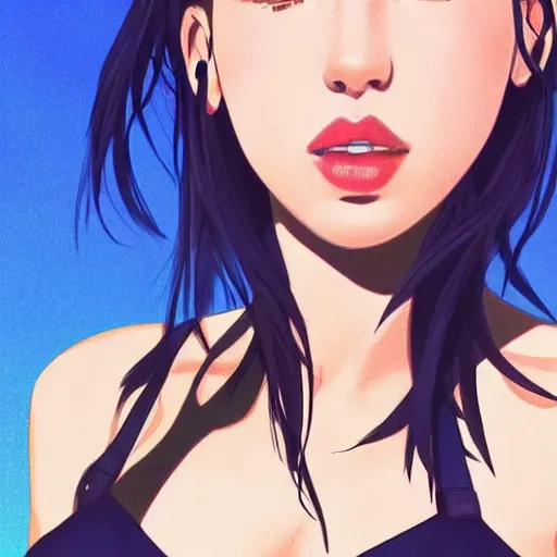 Image similar to dua lipa, anime, fine details, realistic shaded lighting, perfect face,