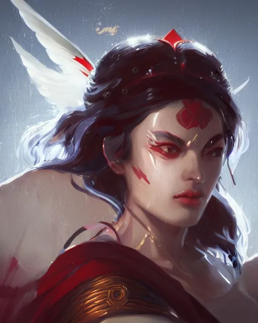 Image similar to a stunning portrait of ryuko matoi as an ancient greek priestess, close up portrait, digital art by ross tran and angel ganev, highly detailed, trending on artstationhq