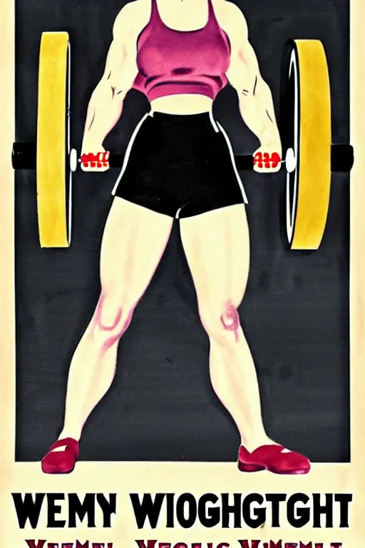 Image similar to 1940s womens weightlifting art poster