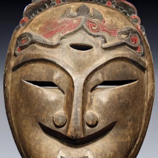 Image similar to a very detailed and beautiful chinese style ancient mask, realistic photo