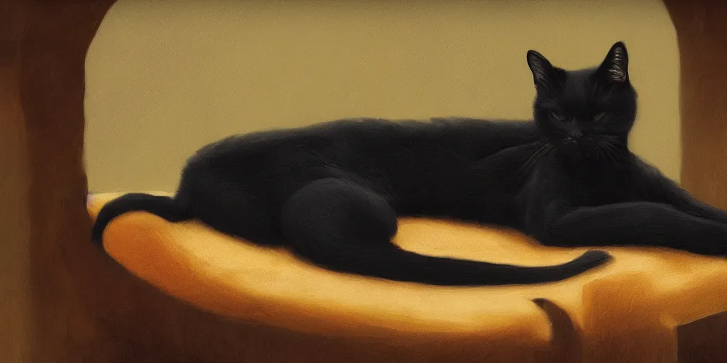 Image similar to Black cat inspired by Franz Sedlacek, artstation, 8k, photorealism