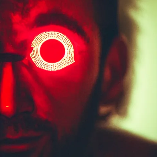 Image similar to a man with red glowing eyes