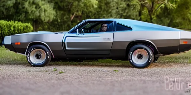 Image similar to a single 1 9 6 9 dodge charger and delorean hybrid, dslr