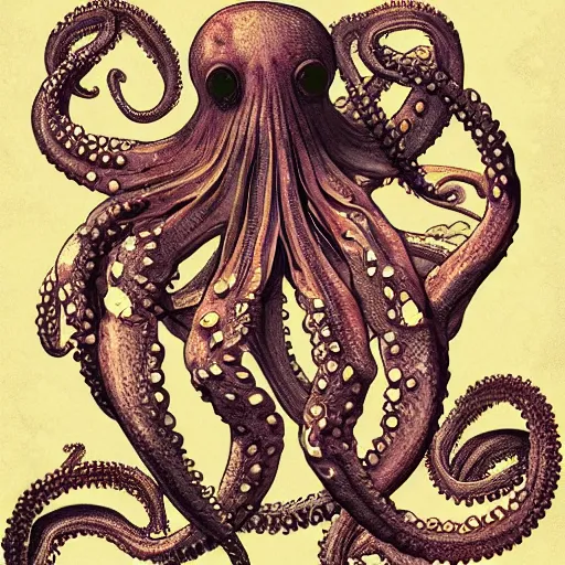 Prompt: a human rib cage filled with octopuses, fantasy illustration