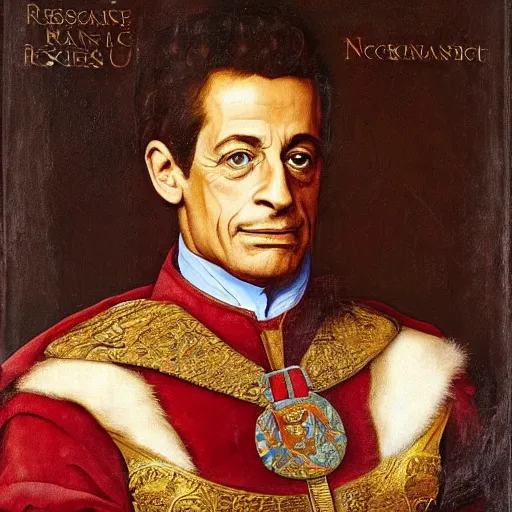 Image similar to renaissance portrait of Nicolas Sarkozy as a french king