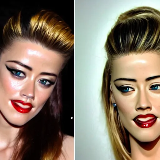 Image similar to a [ gourd ] carved shaped to look like ( amber heard face ) hybrid intercross