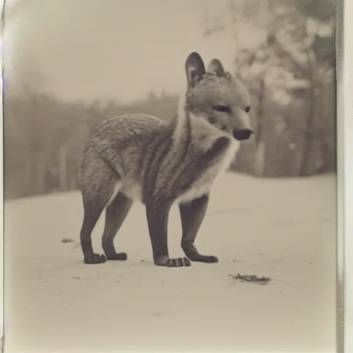 Image similar to polaroid photo of a thylacine