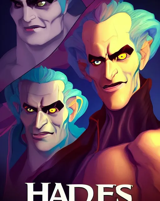 Prompt: cel - shaded portrait character art of hades, art, key art, movie poster