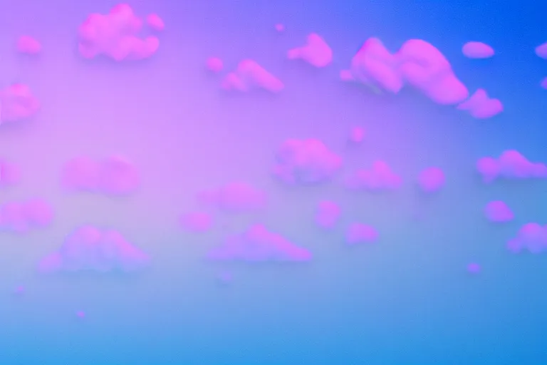 Image similar to high fidelity quality billboard photograph of a grunge model walking on realistic clouds wearing packing foam. three point light. photographic production. art directed. white pink blue lavender. volumetric clouds. pastel gradient overlay. waves glitch artefacts. 8 k. filmic.