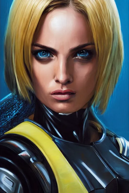 Image similar to a striking painting of Ana de Armas as 2000AD Judge Anderson, strong lighting, ultra realism, highly detailed, trending on artstation, 4K, HD, oil on canvas
