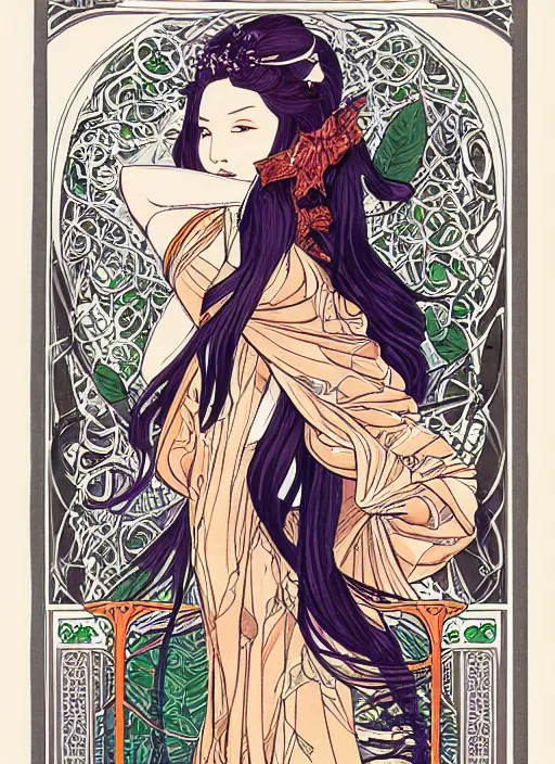 Prompt: an art nouveau copic maker illustration of makima by tatsuki fujimoto