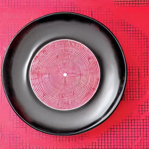 Prompt: red laser grid, on a plate