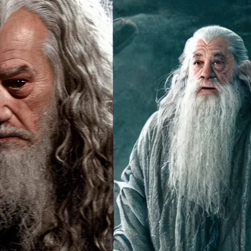 Image similar to danny devito starring as gandalf the white in the 2 0 2 4 lord of the rings movie, full body, hyper realistic, high quality, wide angle, always sunny in philadelphia