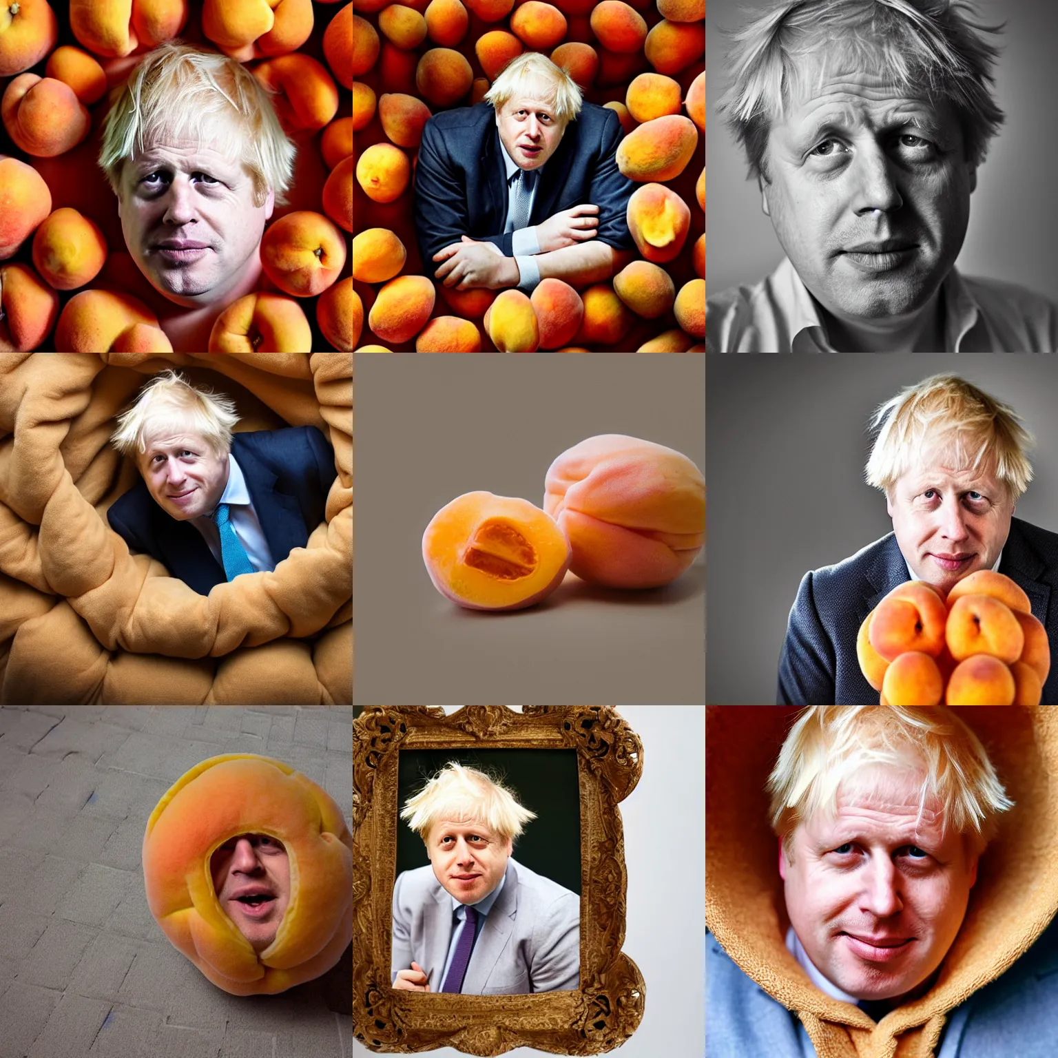 Prompt: boris johnson inside an apricot, comfy, portrait photography, high quality