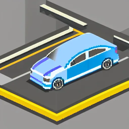 Prompt: pixel art isometric drawing, car, detailed