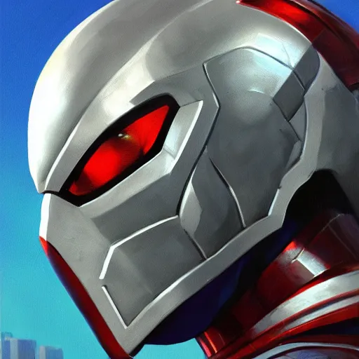 Image similar to greg manchess portrait painting of armored spiderman ultraman grey fox from metal gear cyborg gay japanese - american hybrid as overwatch character, medium shot, asymmetrical, profile picture, organic painting, sunny day, matte painting, bold shapes, hard edges, street art, trending on artstation, by huang guangjian and ail elvgren and sachin teng