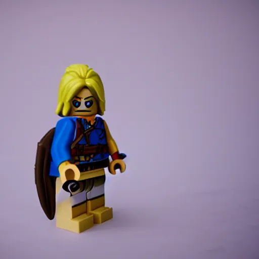 Image similar to link as warhammar minifigure, Photorealism, cinematic lights, 35mm