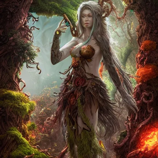 Image similar to elemental guardian of life, forest dryad, woody foliage, 8 k dop dof hdr fantasy character art, by aleski briclot and alexander'hollllow'fedosav