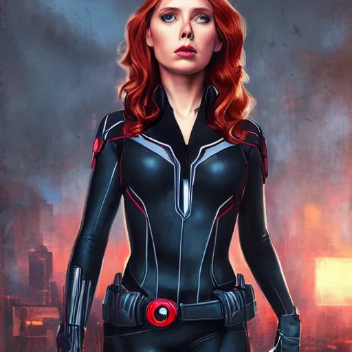 Prompt: portrait of James Deen as Black Widow in the Avengers movie, looking at camera, intricate, dystopian, sci-fi, extremely detailed, octane render, digital painting, concept art, smooth, sharp focus, illustration, incredible art by artgerm and greg rutkowski and alphonse mucha and simon stalenhag