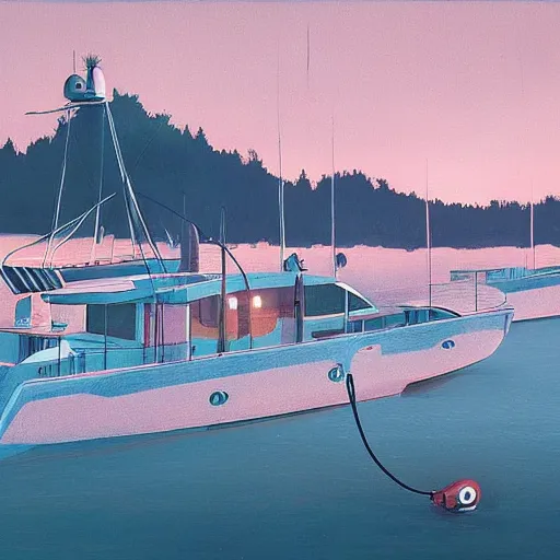 Image similar to yachting club by simon stalenhag