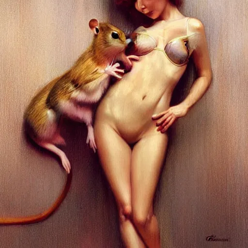 Image similar to gerbils again, by wlop, artgerm, elvgren, mucha