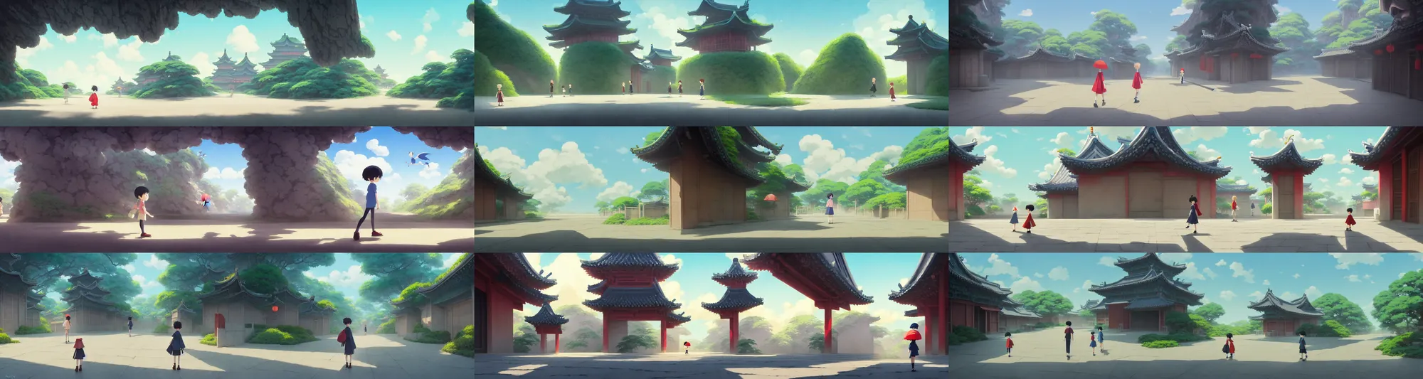 Prompt: a wholesome animation key shot of a daytime cute empty daytime wall of china runway, studio ghibli, pixar and disney animation, sharp, rendered in gouache painting, anime key art by greg rutkowski, bloom, dramatic, dynamic lighting