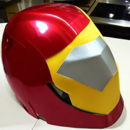 Image similar to ironman helmet made out of cheese