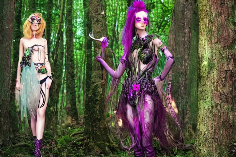 Image similar to fantasy ethereal forestfolk cybernetic fairy fashion zine