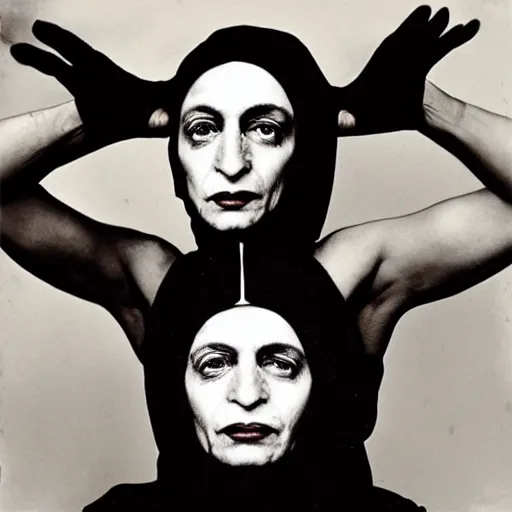 Prompt: photo by shirin neshat and joel peter witkin and vivian maier