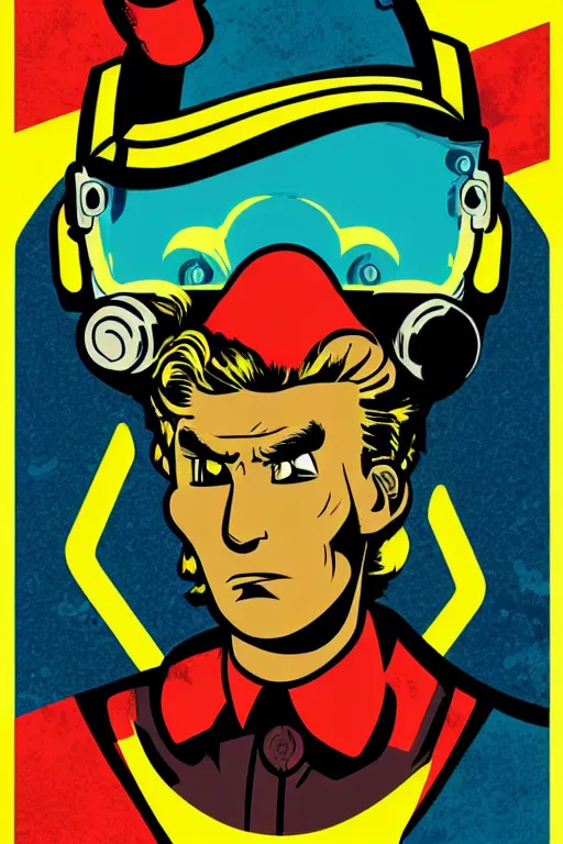 Image similar to fallout 7 6 retro futurist illustration art by butcher billy, sticker, colorful, illustration, highly detailed, simple, smooth and clean vector curves, no jagged lines, vector art, smooth andy warhol style