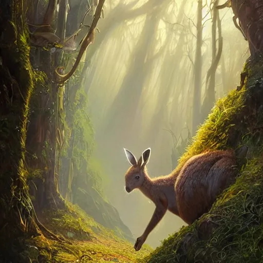 Prompt: Highly detailed portrait of Kangaroo wearing oakleys, Stephen Bliss, unreal engine, fantasy art by Greg Rutkowski, Loish, Rhads, ferdinand knab, Makoto Shinkai and Lois van baarle, ilya kuvshinov, rossdraws, Tom Bagshaw, alphonse mucha, global illumination, radiant light, detailed and intricate environment