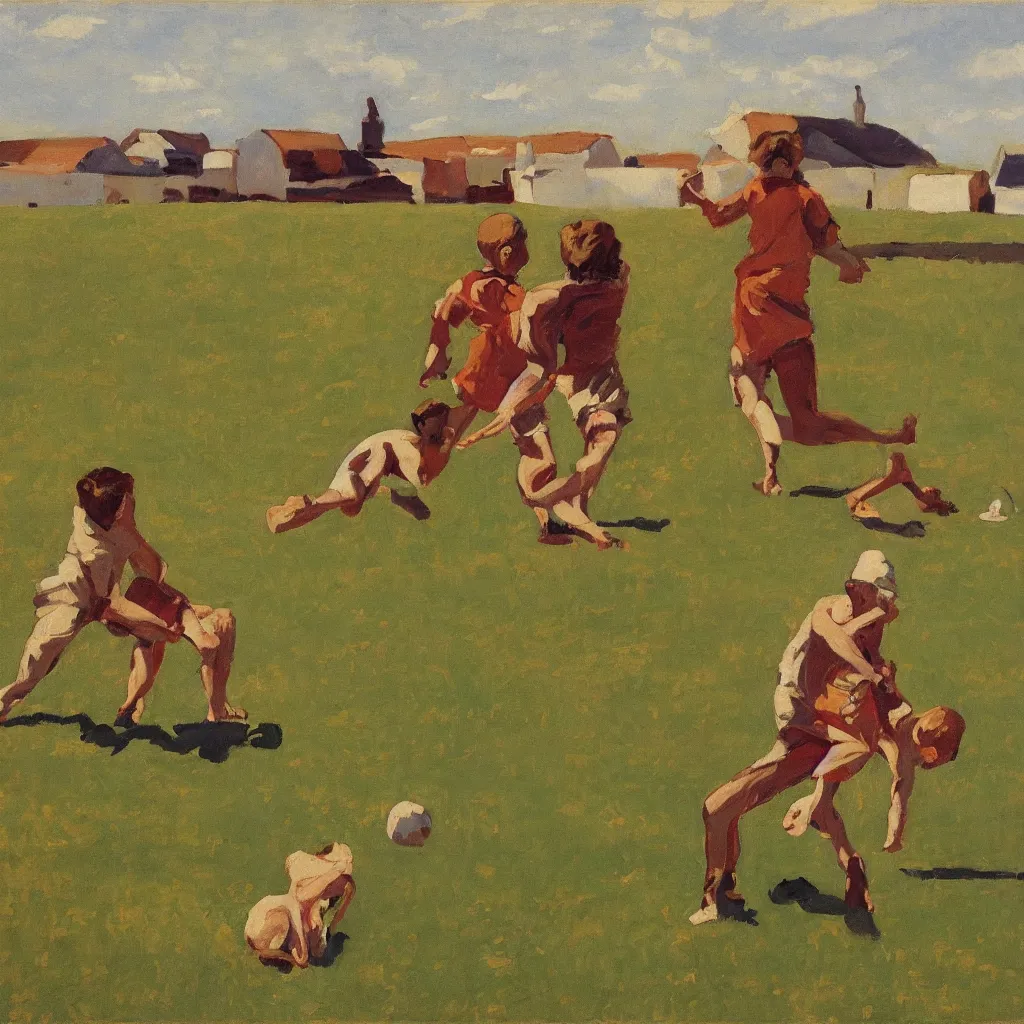 Prompt: The game by Fairfield Porter