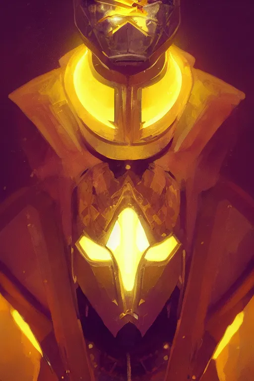 Image similar to A fancy portrait of a yellow glowing holy knight by Greg Rutkowski, Sung Choi, Mitchell Mohrhauser, Maciej Kuciara, Johnson Ting, Maxim Verehin, Peter Konig, 8k photorealistic, cinematic lighting, HD, high details, dramatic, trending on artstation