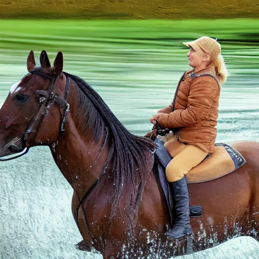 Prompt: duck riding a horse, photo realistic