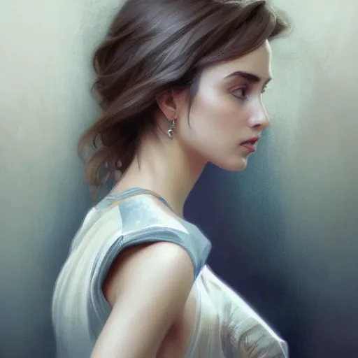 Image similar to a portrait of ana de armas, urban motifs, intricate, elegant, highly detailed, digital painting, trending on artstation, concept art, smooth sharp focus, illustration, art by artgerm and greg rutkowski alphonse mucha