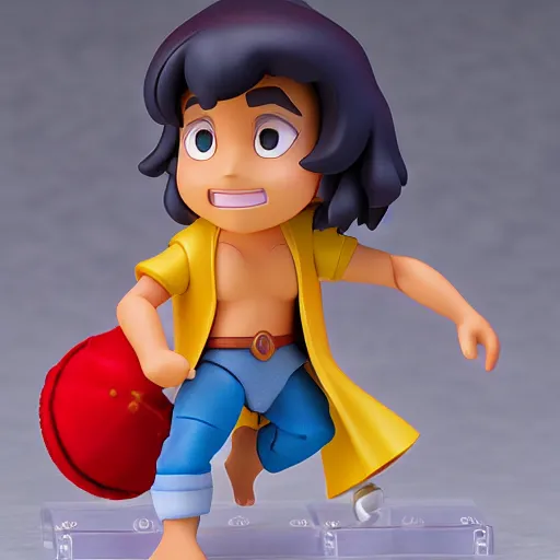 Image similar to pixar 3 d aladdin as nendoroid, side view, 8 k hd dof, kodak film,