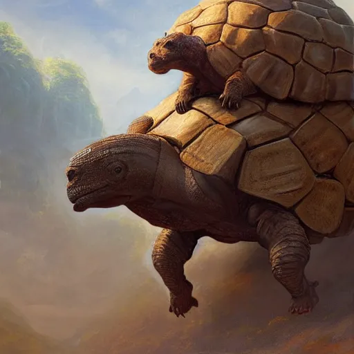 Prompt: toltec riding a glyptodon, fullbody, fantasy, intricate, elegant, highly detailed, digital painting, artstation, longspear, concept art, smooth, sharp focus, illustration, art by greg rutkowski and justin gerard