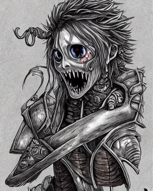 Image similar to an undead necromancer / knight with eyes that spiral in the style of studio ghibli in the style of junji ito trending on artstation deviantart pinterest furaffinity detailed realistic hd 8 k high resolution