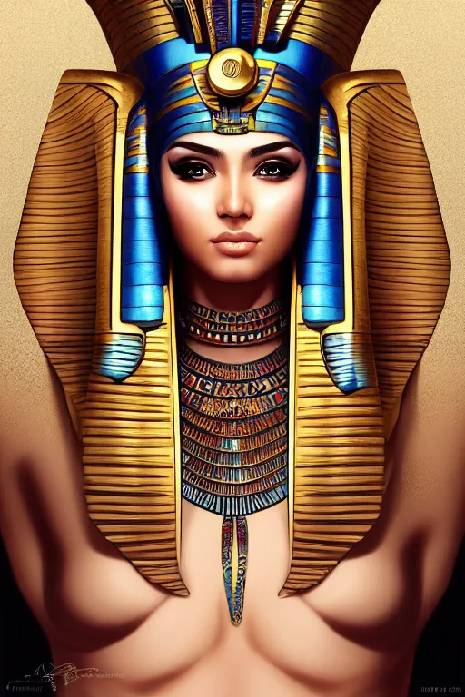 Image similar to a highly detailed beautiful portrait of a egyptian god in the style of artgerm.