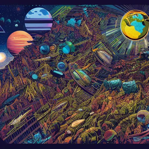 Image similar to Planet Earth, by Dan Mumford and Sandra Chevrier, 4k