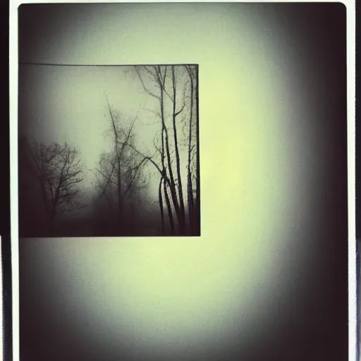 Image similar to polaroid of a surreal artsy scene, double exposure