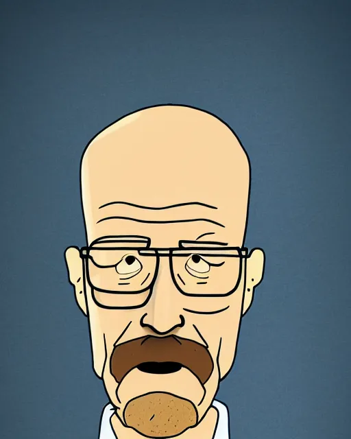 Image similar to portrait of walter white in the style of justin roiland. heisenberg. breaking bad. cinematic lighting. style of rick & morty. photographic, photography. by justin roiland