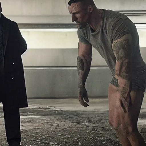 Image similar to still of The Rock having lost 150 pounds in The Machinist remake 2029