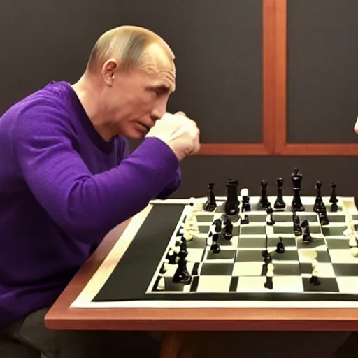 Image similar to photo of thanos playing chess against putin