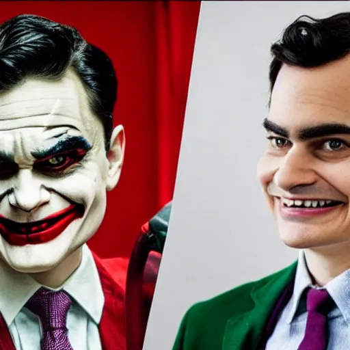 Prompt: ben shapiro cosplaying as the joker